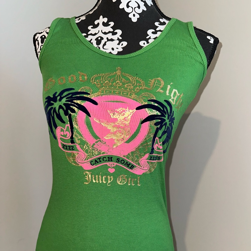 NWT SOLD OUT!!! Juicy couture, green tank top with pink accents.